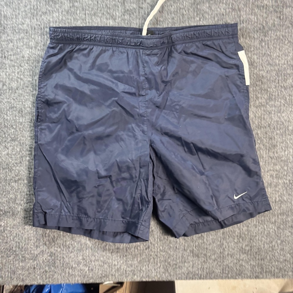 Nike Swim Trunks Mens‎ Medium Blue Colorblock Mesh Lined Elastic Waist Logo